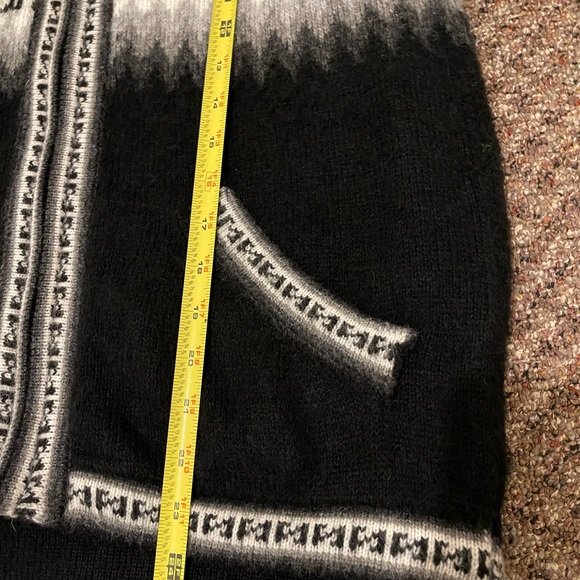 Alpaca Connection Cardigan Sweater Hoodie Womens Small Black Knit Full Zip Wool - Picture 10 of 12